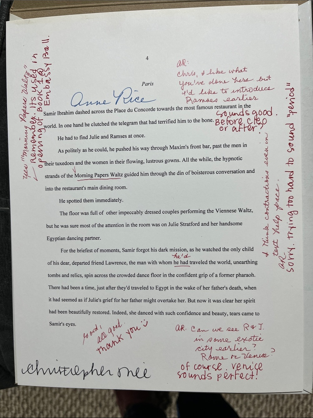 Ramses-Cleopatra Manuscript page signed